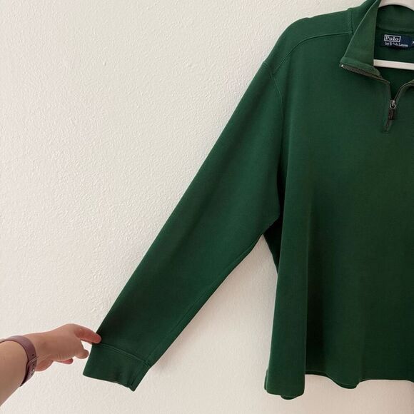 Vintage 90s Polo Ralph Lauren Men's Size XL Green Pullover 1/4 Zip Sweater - Picture 4 of 10